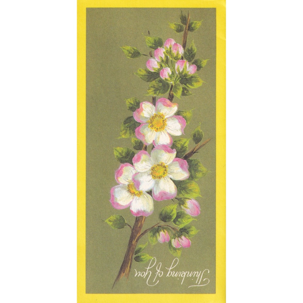 Vintage Korean Relief Thinking of You Greeting Card Floral Cottagecore Retro